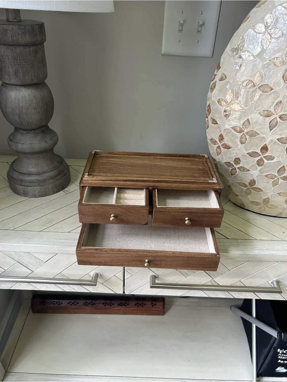 Wooden Jewelry Organizer Box in Brown